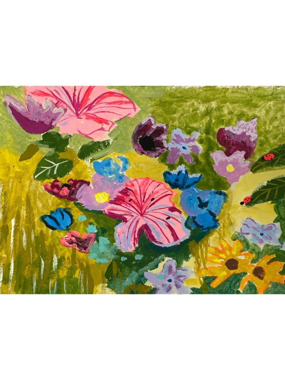 Original Floral Acrylic Painting  Amelia Noelle Vibrant Botanical Wall Art